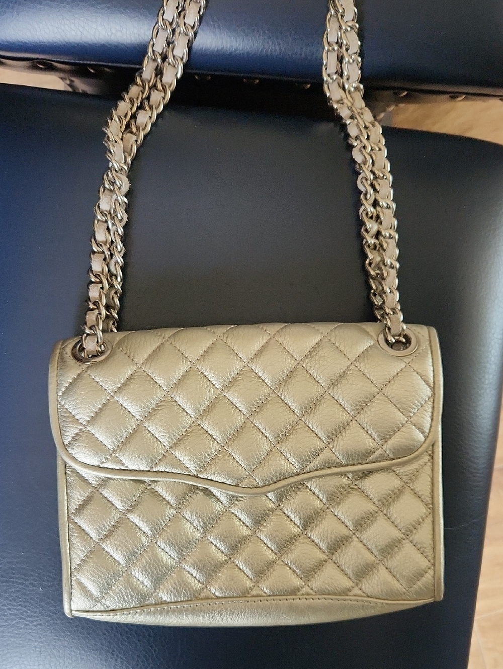 Rebecca Minkoff Quilted Metallic Silver Crossbody Bag